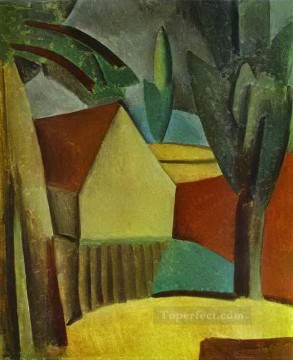 Pablo Picasso Painting - Casa en un jardín 1908 cubismo Pablo Picasso